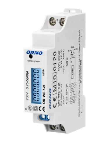 ORNO 1-fazowy licznik energii elektrycznej, 40A, MID, wyjście impulsowe, podświetlenie, 1 moduł