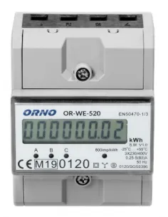 ORNO 3-fazowy licznik energii elektrycznej, 80A, MID, 3 moduły, DIN TH-35mm