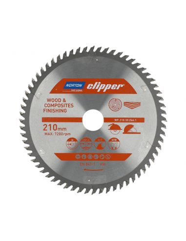 NORTON PIŁA TARCZOWA 210mm x 30mm x 64z DREWNO I KOMPOZYTY ATB (2,8 / 1,8)