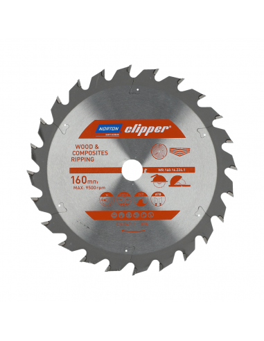 NORTON PIŁA TARCZOWA 160mm x 16mm x 24z DREWNO I KOMPOZYTY ATB (2,6 / 1,6)