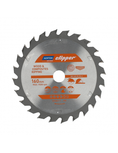 NORTON PIŁA TARCZOWA 160mm x 20mm x 24z DREWNO I KOMPOZYTY ATB (2,8 / 1,8)