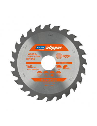 NORTON PIŁA TARCZOWA 160mm x 30mm x 24z DREWNO I KOMPOZYTY ATB (2,2 / 1,6)