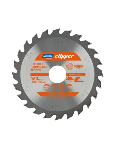 NORTON PIŁA TARCZOWA 160mm x 30mm x 24z DREWNO I KOMPOZYTY ATB (2,2 / 1,6)