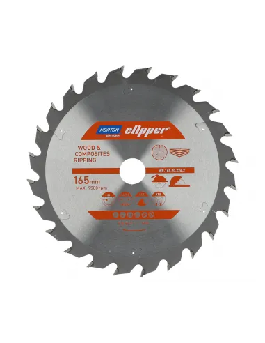 NORTON PIŁA TARCZOWA 165mm x 20mm x 24z DREWNO I KOMPOZYTY ATB (2,6 / 1,6)