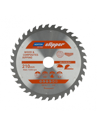 NORTON PIŁA TARCZOWA 210mm x 30mm x 36z DREWNO I KOMPOZYTY ATB (2,8 / 1,8)