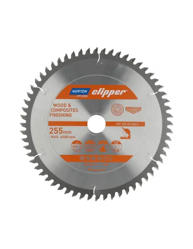 NORTON PIŁA TARCZOWA 255mm x 30mm x 60z DREWNO I KOMPOZYTY ATB Neg (3,2 / 2,2)