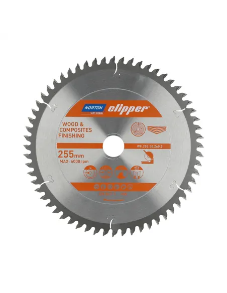 NORTON PIŁA TARCZOWA 255mm x 30mm x 60z DREWNO I KOMPOZYTY ATB Neg (3,2 / 2,2)