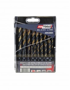 AWTOOLS WIERTŁO METAL HSS M2 KPL.19szt. /1,0-10,0mm/ PREMIUM