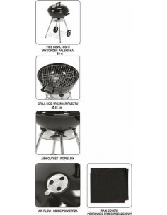 LUND GRILL OGR. OKRĄGŁY Z POKRYWĄ, 54cm