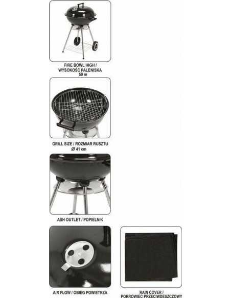 LUND GRILL OGR. OKRĄGŁY Z POKRYWĄ, 54cm