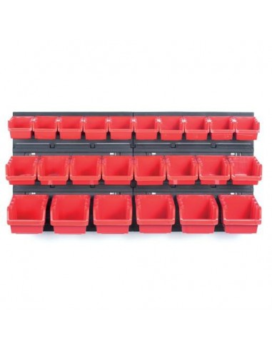 KISTENBERG  TABLICA WARSZTATOWA Z KUWETAMI CZARNA 80x40cm 2szt + 24 POJEMNIKów NTBNP2 CZERWONA