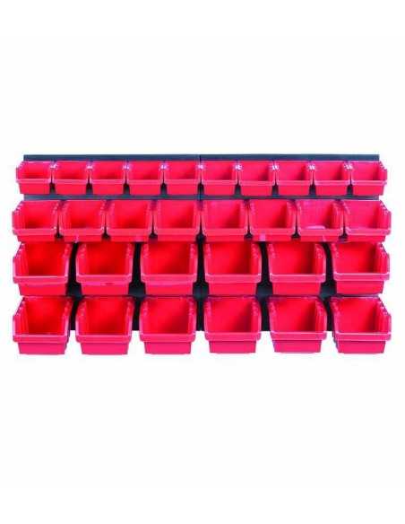 KISTENBERG  TABLICA WARSZTATOWA Z KUWETAMI CZARNA 80x40cm 2szt  + 30 POJEMNIKÓW NTBNP3 CZERWONA