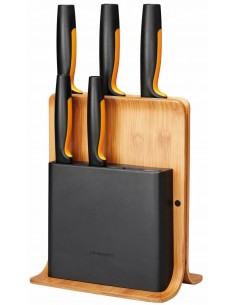 FISKARS ZESTAW 5 NOŻY W BLOKU BAMBUSOWYM  FUNCTIONAL FORM