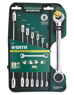 KLUCZE PŁASKO-OCZKOWE 8szt.Z PODWÓJNĄ GRZECHOTKĄ