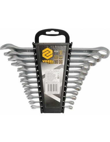 VOREL KLUCZE PŁASKO - OCZKOWE KOMPLET 12szt. (6-22mm) SATYNA   51722