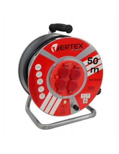 VERTEX.PRZEDŁUŻACZ  NA METELOWYM BĘBNIE 50m 3x2,5mm