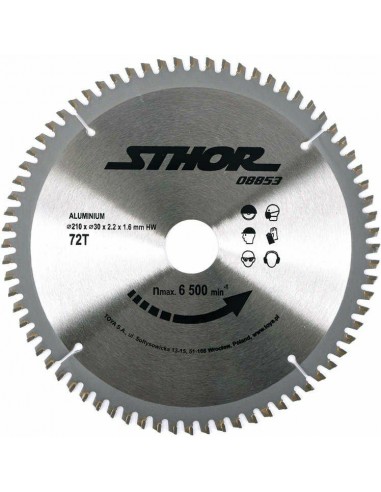 STHOR PIŁA TARCZOWA DO ALUMINIUM 210x30mm 72-ZĘBY