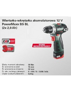 METABO WIERTARKO-WKRĘTARKA 12V 38Nm 2x2,0Ah BS BL 12