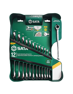 SATA KLUCZE PŁASKO-OCZKOWE Z PODWÓJNĄ GRZECHOTKĄ KOMPLET 13 elem.+ KLUCZ  X-BEAM