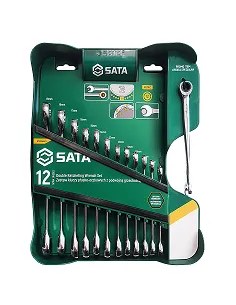 SATA KLUCZE PŁASKO-OCZKOWE Z PODWÓJNĄ GRZECHOTKĄ KOMPLET 13 elem.+ KLUCZ  X-BEAM