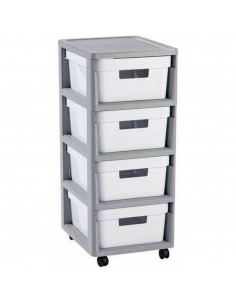 CURVER REGAŁ INFINITY NA KÓŁKACH 4x11L  SZARO/BIAŁY