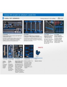 KING TONY WÓZEK WARSZTATOWY  7 SZUFLAD Z BOCZNĄ SZAFKĄ 269el. NIEBIESKI