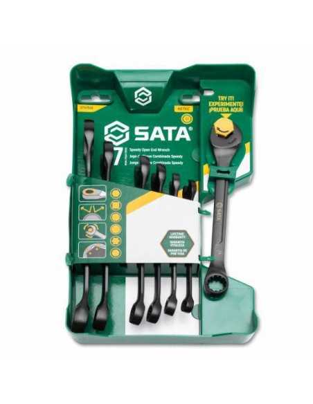 SATA ZESTAW 7 KLUCZY PŁASKO-OCZKOWYCH METRYCZNYCH Z GRZECHOTKĄ W CZĘŚCI PŁASKIEJ