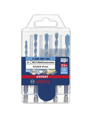 BOSCH WIERTŁO HEX-9 MULTICONSTRUCTION ZESTAW 5szt.  4/5/6/8mm