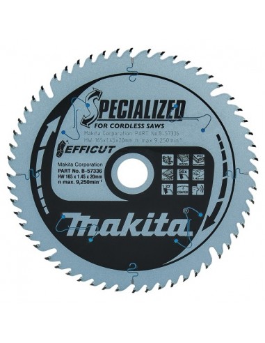 MAKITA PIŁA TARCZOWA  165x20x56z EFFICUT MDF/LAMINATY/DREWNO
