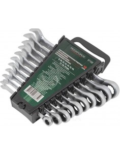 ROCKFORCE ZESTAW KLUCZY PŁASKO-OCZKOWYCH Z GRZECHOTKĄ 10szt.