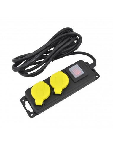 AWTOOLS PRZEDŁUŻACZ WARSZTATOWY CZARNY 2 GNIAZDA 3,0m Z UZIEMIENIEM, WYŁĄCZNIK  IP44 3x1,5mm
