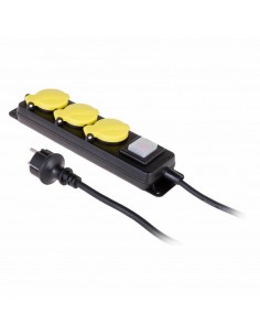 AWTOOLS PRZEDŁUŻACZ WARSZTATOWY CZARNY 3 GNIAZDA 3,0m Z UZIEMIENIEM, WYŁĄCZNIK  IP44 3x1,5mm