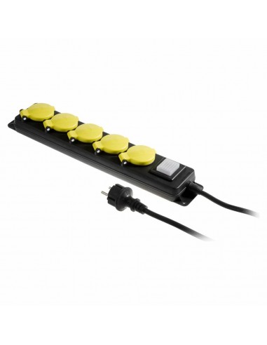 AWTOOLS PRZEDŁUŻACZ WARSZTATOWY CZARNY 5 GNIAZD 3,0m Z UZIEMIENIEM, WYŁĄCZNIK  IP44 3x1,5mm
