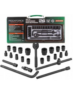 ROCKFORCE ZESTAW KLUCZY UDAROWYCH 24el. 1/2"  6KĄT. (8-32mm)
