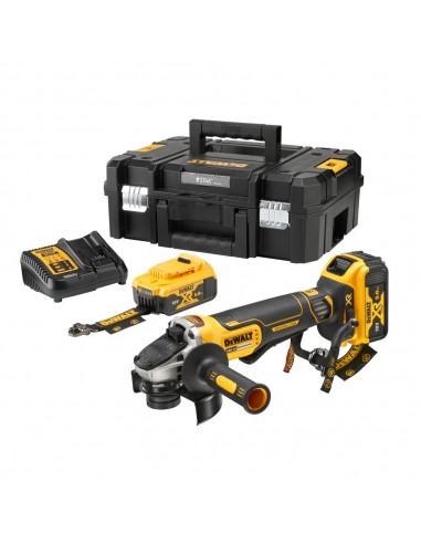DEWALT SZLIFIERKA KĄT. 18V DCG406P2LRT 125mm BL WŁ. ŁOPATKOWY 2x5,0Ah TSTAK LANYARD READY