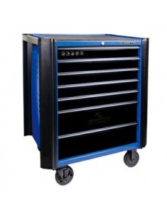 KING TONY WÓZEK WARSZTATOWY Z PROTEKTORAMI 7 SZUFLAD (BEZ NARZĘDZI) - NIEBIESKI+CZARNE SZUFLADY, PROWADNICE ŁOŻYSKOWANE
