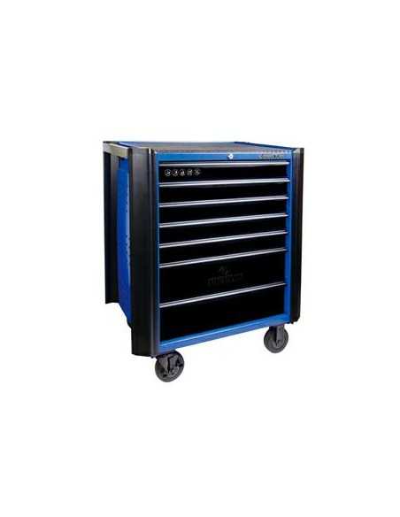 KING TONY WÓZEK WARSZTATOWY Z PROTEKTORAMI 7 SZUFLAD (BEZ NARZĘDZI) - NIEBIESKI+CZARNE SZUFLADY, PROWADNICE ŁOŻYSKOWANE