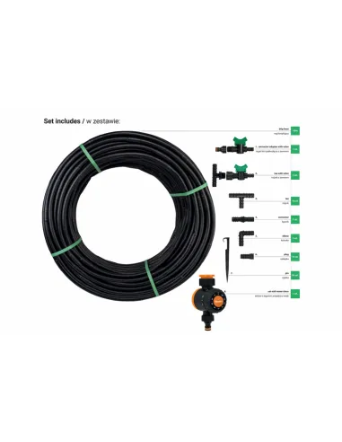 WĄŻ KROPLUJĄCY WATER FLOW DRIP ZESTAW  50m Z ZEGAREM PRZEPŁYWU WODY