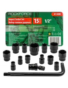 ROCKFORCE NASADKI UDAROWE kpl. 15el.1/2"  6-KĄT. (10-32mm)