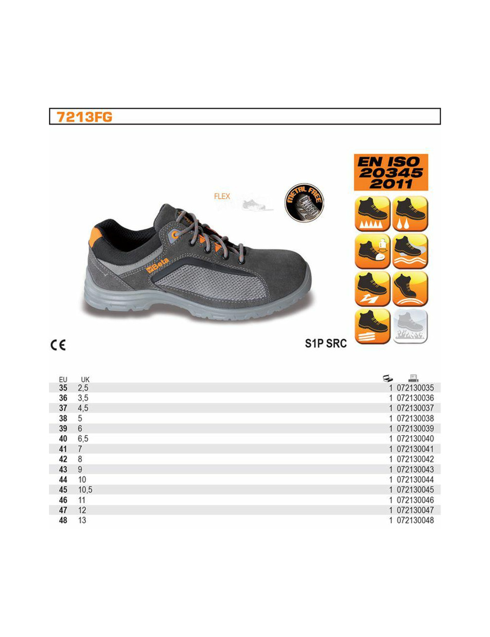 BETA PÓŁBUTY BEZPIECZNE ZAMSZOWE FLEX SP1 ROZMIAR 46