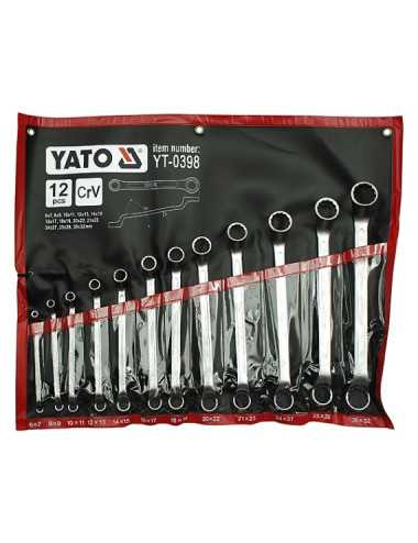 YATO KLUCZE OCZKOWO ODGIĘTE SATYNOWANE 12 ELEMENTY 6-32mm ETUI 0398