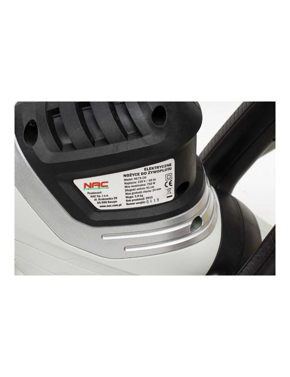 NAC NOŻYCE DO ŻYWOPŁOTU ELEKTRYCZNE 750W 61cm 24mm HE75-CH