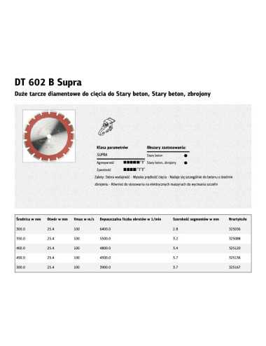 KLINGSPOR TARCZA DIAMENTOWA SEGMENTOWA 350mm x 3,2mm x 25,4mm  DT602B