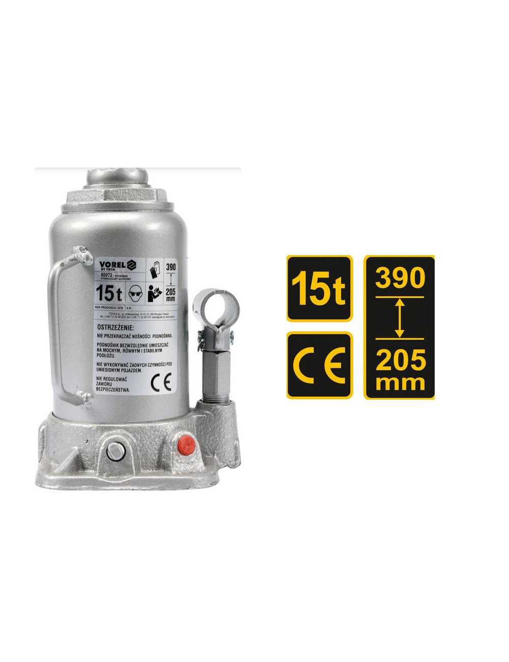 VOREL DŹWIGNIK TŁOKOWY HYDRAULICZNY 15T 205-390mm 80072