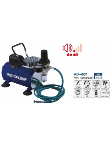 ADLER KOMPRESOR SPRĘŻARKA MINI DO AEROGRAFÓW