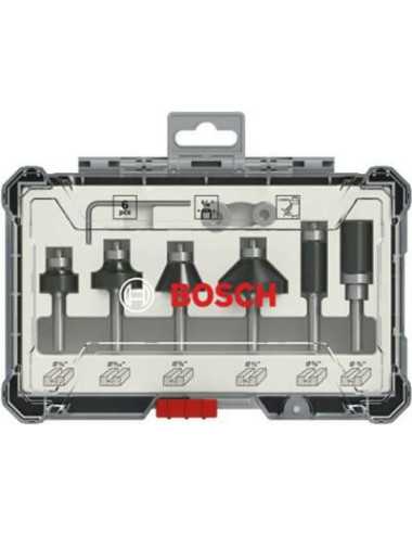 BOSCH ZESTAW FREZÓW PROSTYCH 6szt. UCHWYT 1 4 TRIM &amp; ENDING