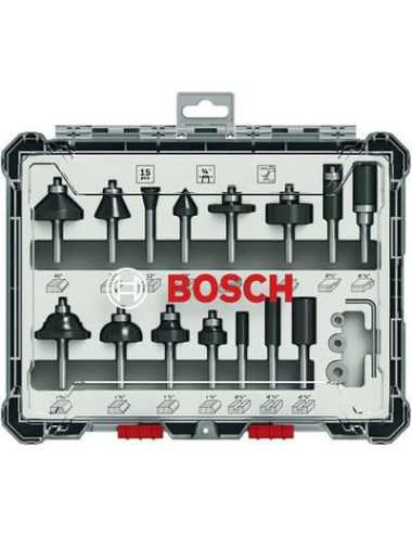 BOSCH ZESTAW FREZÓW 15szt. UCHWYT 1 4
