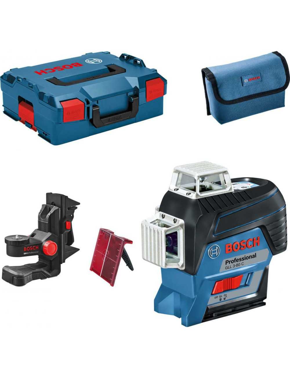 BOSCH LASER LINIOWY 3-PŁASZCZYZNOWY GLL 3-80 C + BM 1 + L-BOXX