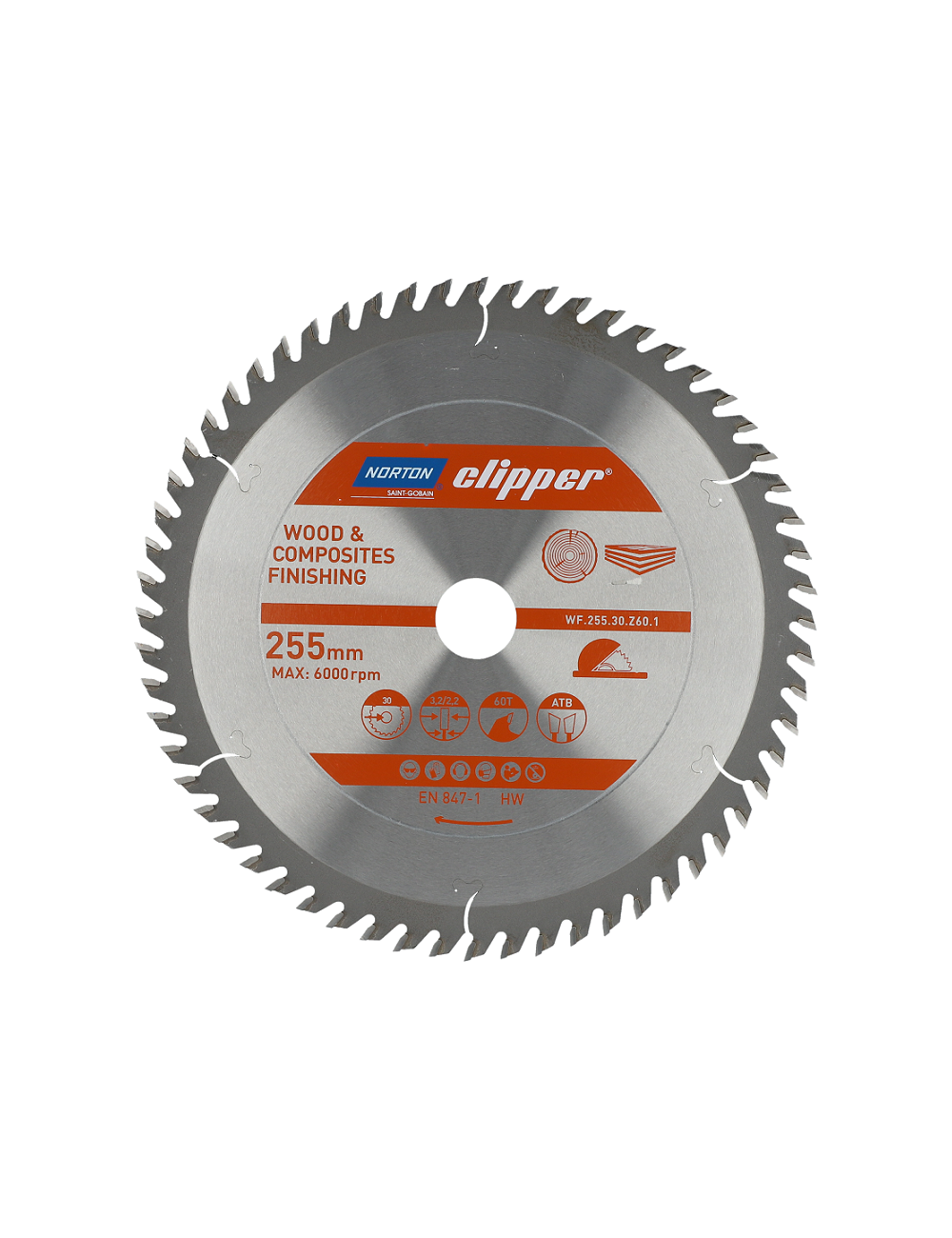 NORTON PIŁA TARCZOWA 250mm x 30mm x 60z DREWNO I KOMPOZYTY ATB (3,2 2,2)