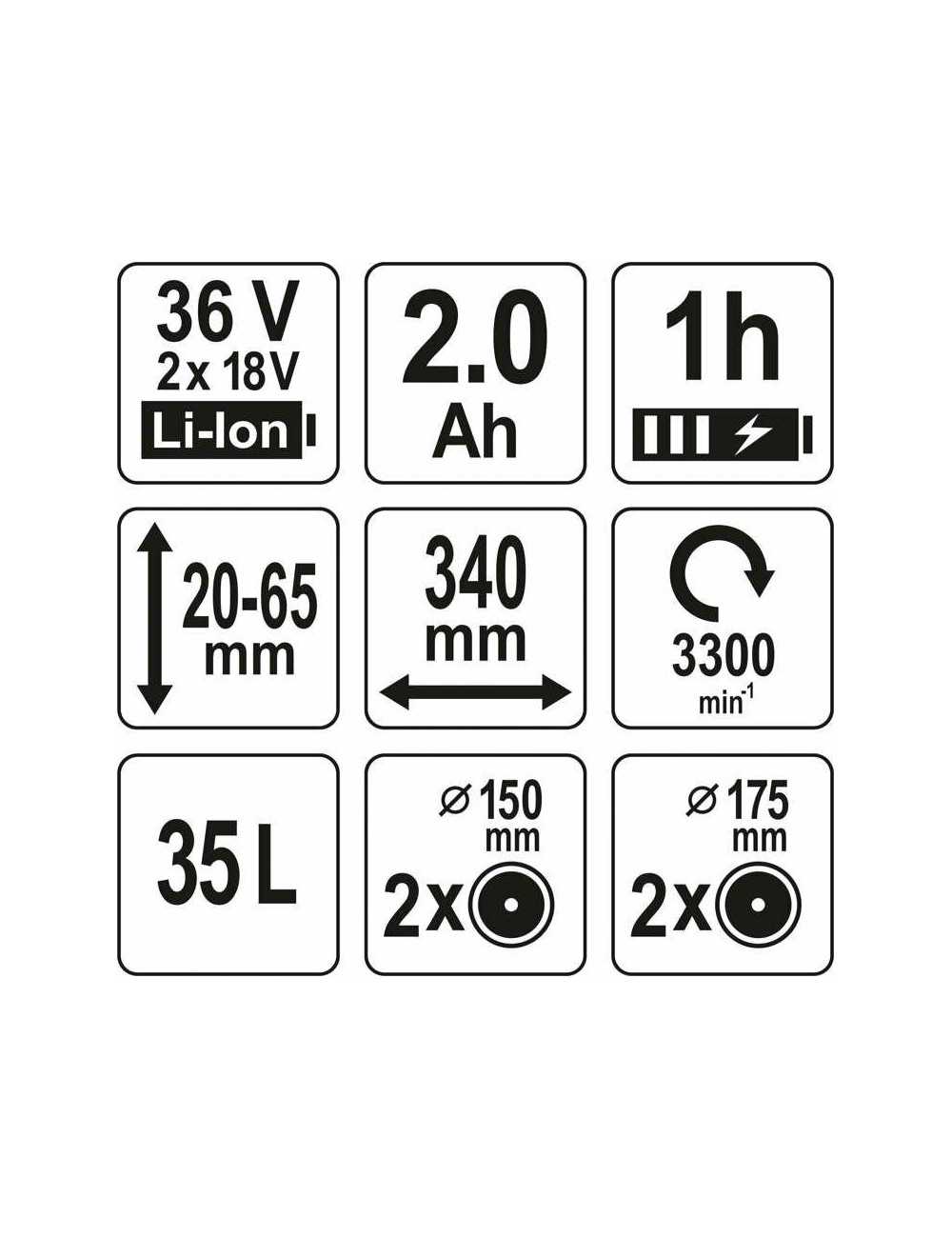 YATO KOSIARKA AKUMULATOROWA 36V 2x18V 2x2,0Ah YT-85220